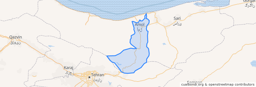 Mapa de ubicacion de Amol County.