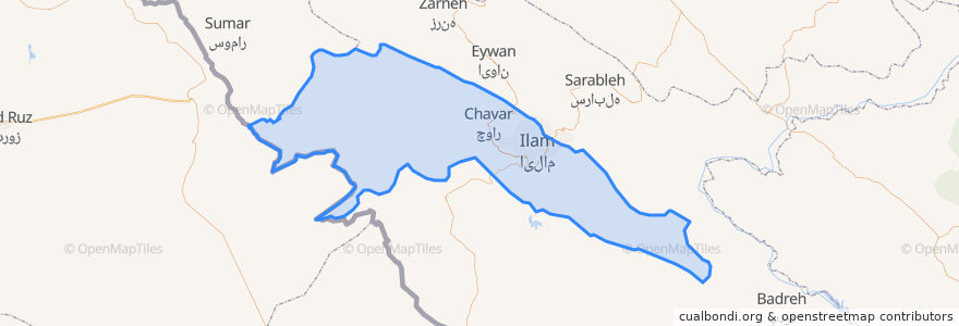 Mapa de ubicacion de Ilam County.