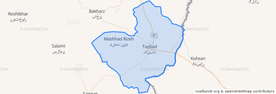 Mapa de ubicacion de Taybad County.