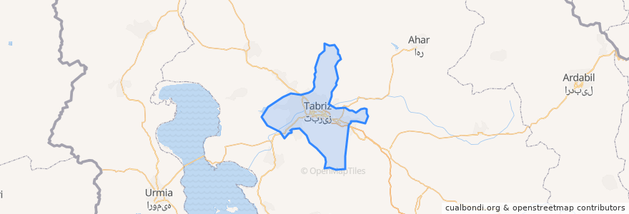 Mapa de ubicacion de Tabriz County.