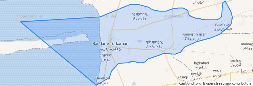 Mapa de ubicacion de Torkaman County.
