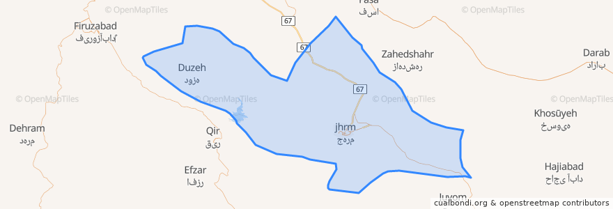 Mapa de ubicacion de Jahrom County.