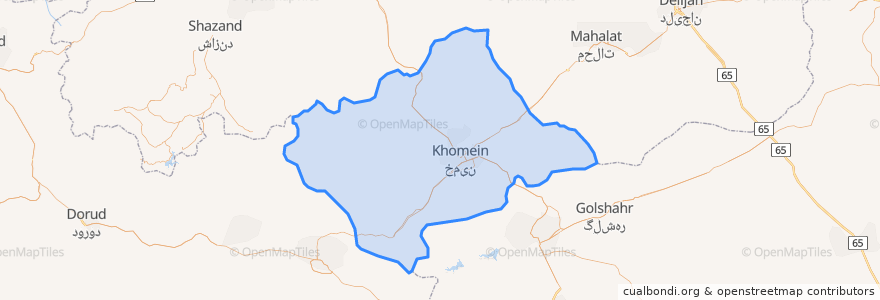 Mapa de ubicacion de Khomein County.