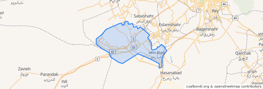 Mapa de ubicacion de Robat Karim County.