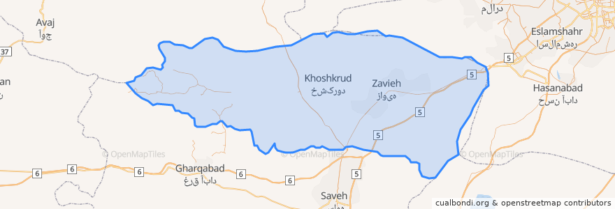 Mapa de ubicacion de Zarandieh County.