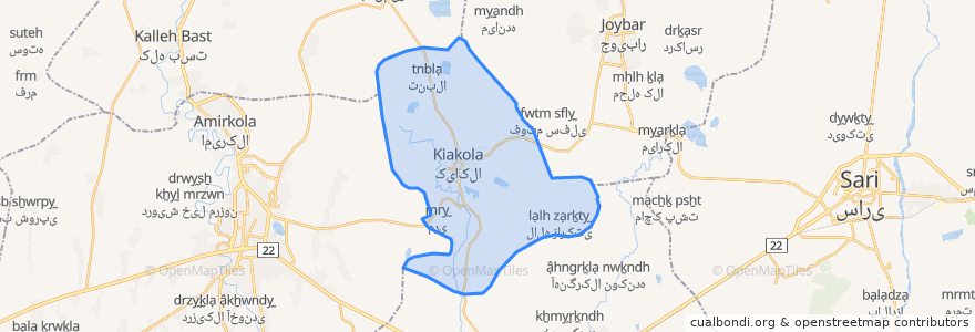Mapa de ubicacion de Simorgh County.