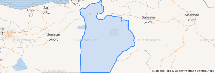 Mapa de ubicacion de Shahrud County.