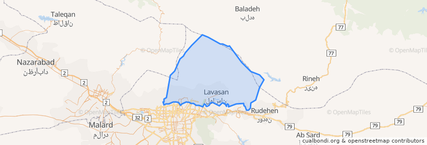 Mapa de ubicacion de Shemiranat County.
