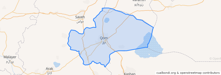 Mapa de ubicacion de Qom County.