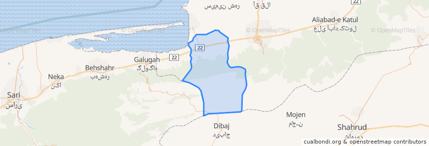 Mapa de ubicacion de Kordkuy County.
