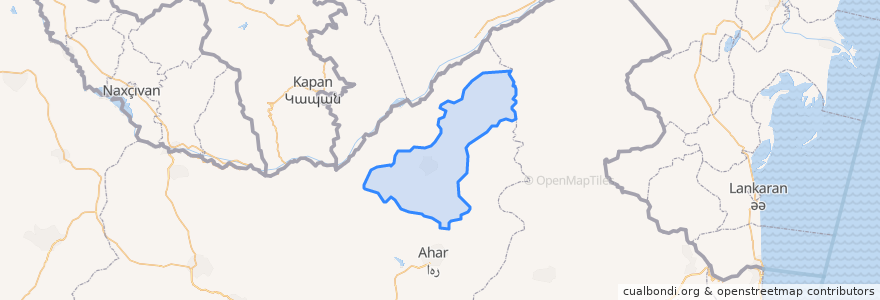 Mapa de ubicacion de Kaleybar County.
