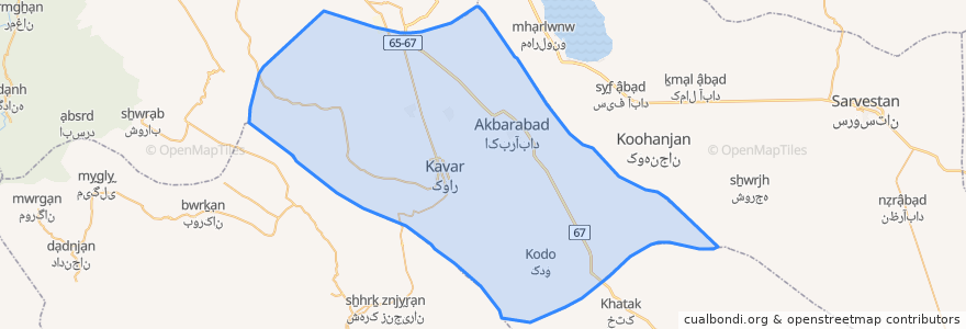Mapa de ubicacion de Kavar County.