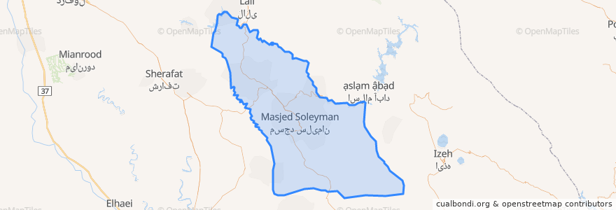 Mapa de ubicacion de Masjedsoleyman County.