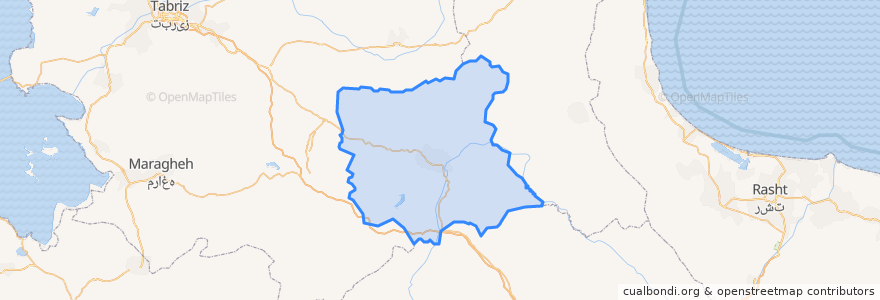 Mapa de ubicacion de Mianeh County.