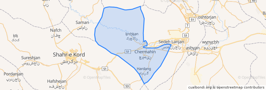Mapa de ubicacion de بخش باغ بهادران.