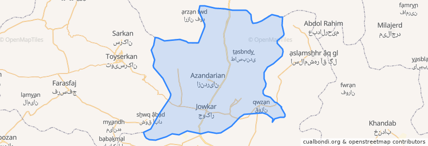Mapa de ubicacion de Jowkar District.