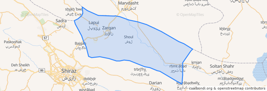 Mapa de ubicacion de Zarghan County.