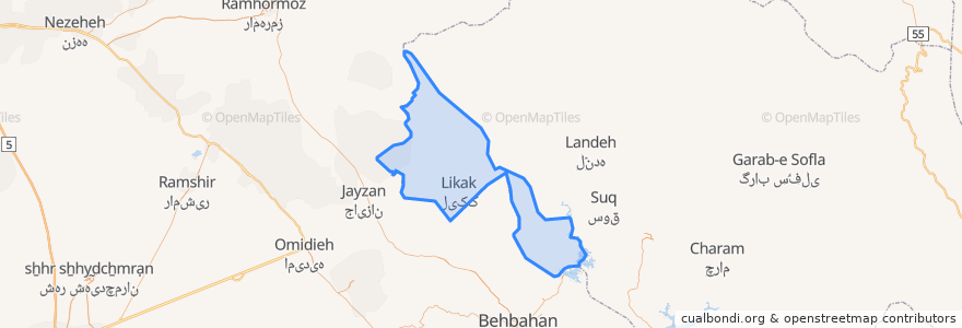 Mapa de ubicacion de بخش مرکزی شهرستان بهمئی.