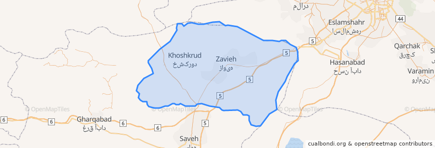 Mapa de ubicacion de Zarandieh Central District.