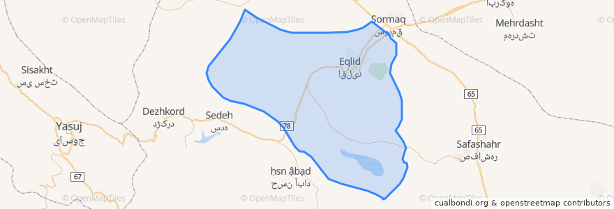 Mapa de ubicacion de Eqlid Central District.