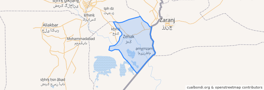 Mapa de ubicacion de Zehak Central District.