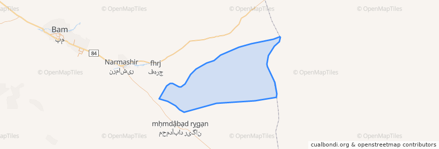 Mapa de ubicacion de Bakhsh-e Negin Kavir.