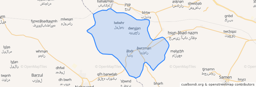 Mapa de ubicacion de Avarzaman Rural District.