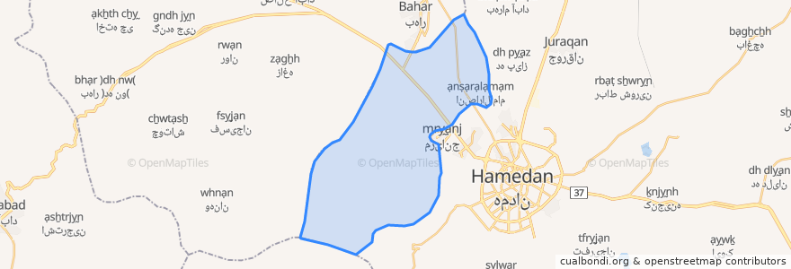 Mapa de ubicacion de دهستان الوند کوه غربی.