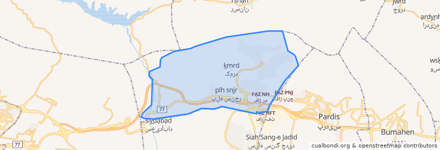Mapa de ubicacion de Jajrud RD.