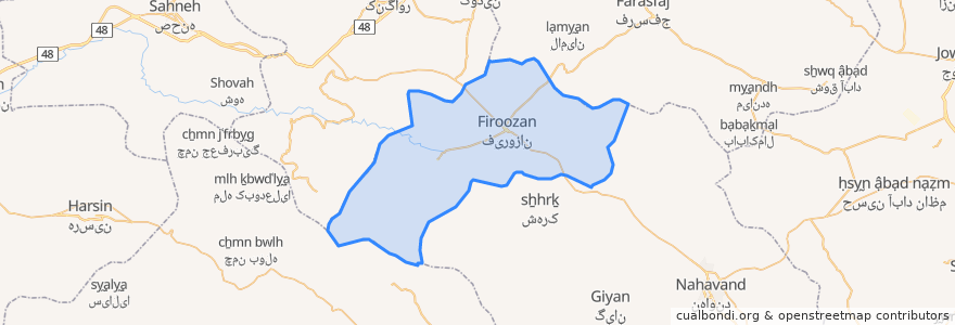 Mapa de ubicacion de دهستان خزل شرقی.