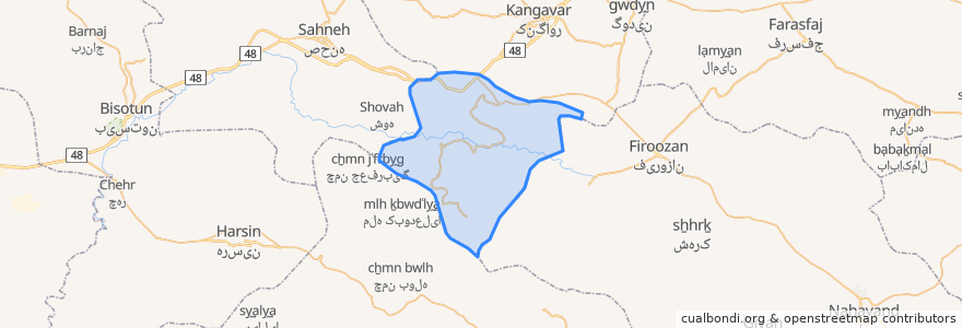 Mapa de ubicacion de دهستان خزل غربی.
