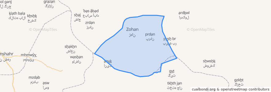 Mapa de ubicacion de دهستان زهان.