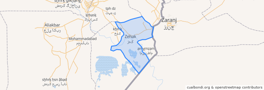 Mapa de ubicacion de دهستان زهک.