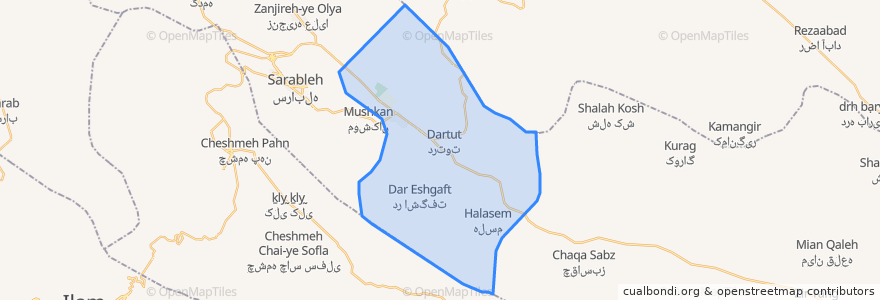 Mapa de ubicacion de دهستان شباب.