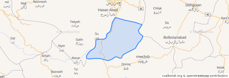 Mapa de ubicacion de دهستان نران.