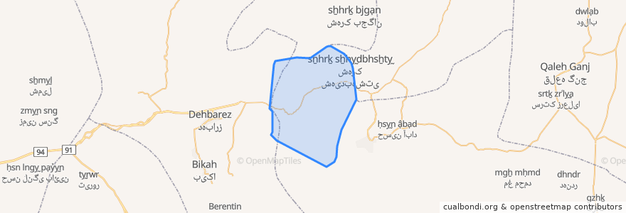 Mapa de ubicacion de دهستان نودژ.