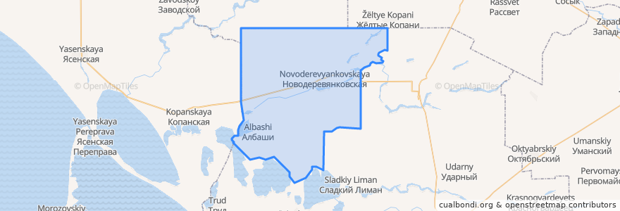 Mapa de ubicacion de Новодеревянковское сельское поселение.