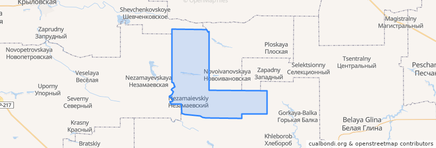 Mapa de ubicacion de Незамаевское сельское поселение.