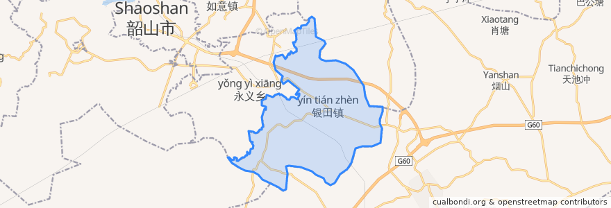 Mapa de ubicacion de Yintian.