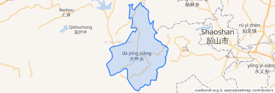Mapa de ubicacion de 大坪乡.