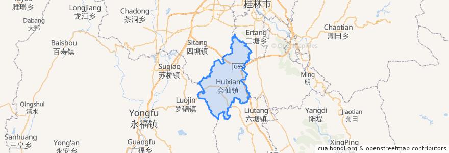 Mapa de ubicacion de Huixian.