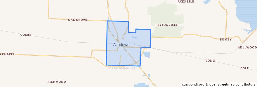 Mapa de ubicacion de Ashdown.