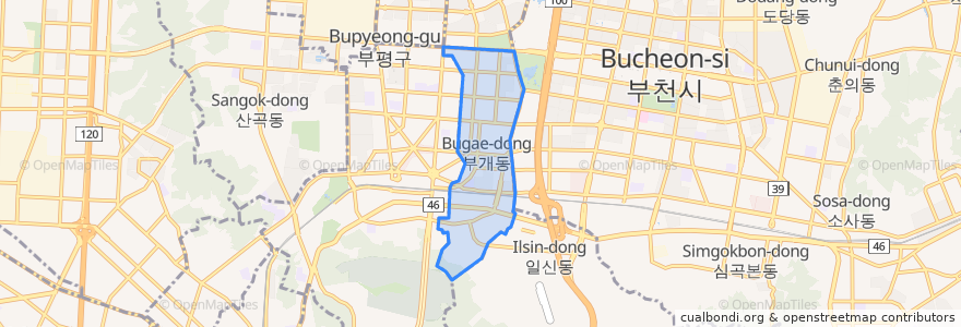 Mapa de ubicacion de 부개동.