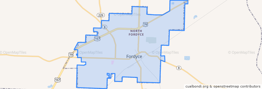 Mapa de ubicacion de Fordyce.