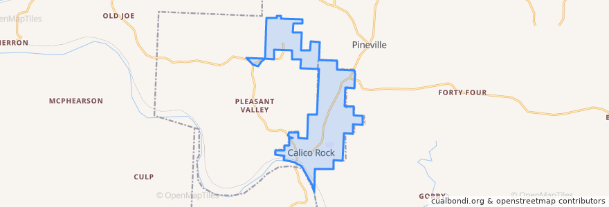 Mapa de ubicacion de Calico Rock.
