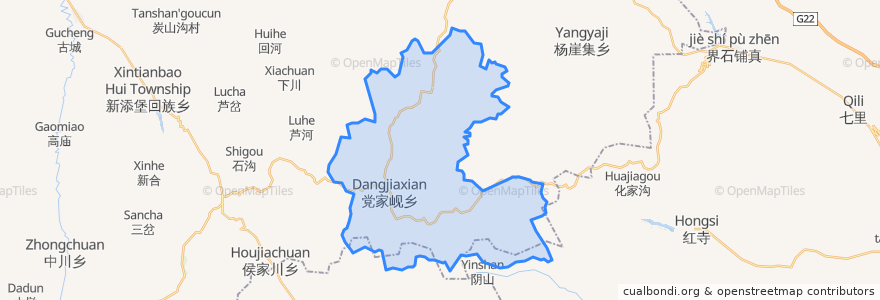 Mapa de ubicacion de 党家岘乡.