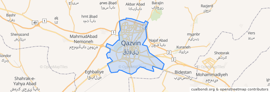 Mapa de ubicacion de شهر قزوین.