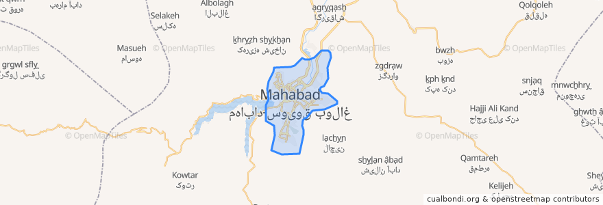 Mapa de ubicacion de Mahabad.