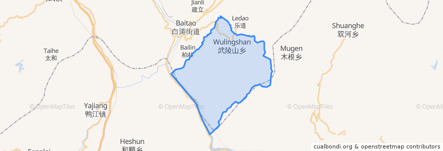 Mapa de ubicacion de Wulingshan.