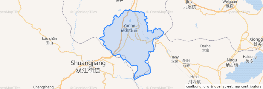 Mapa de ubicacion de Yanhe Subdistrict.